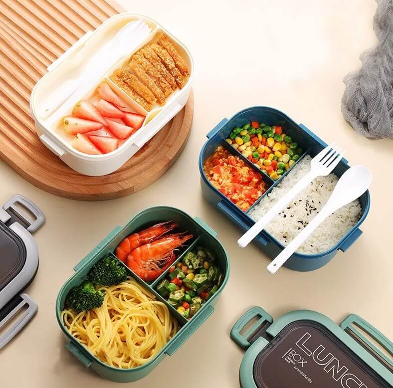 LUNCHBOX® XL 1200 ml - Lonchera 2 Capas a Prueba de Fugas + Cubiertos ¡Gratis!