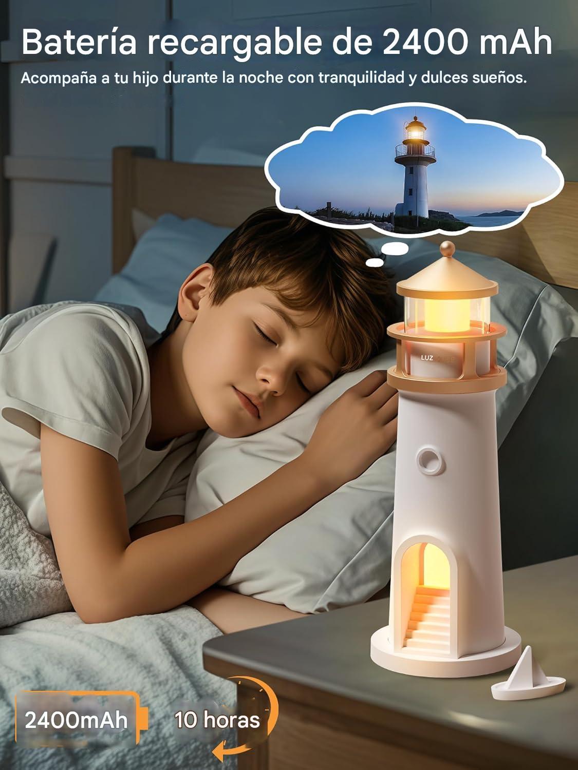 Lighthouse Luna: Lámpara Faro con Proyección de Luna