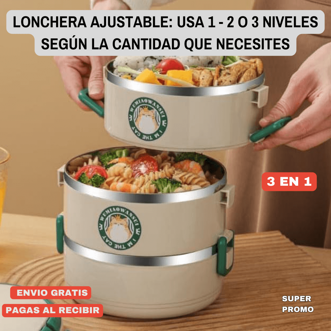 PACK APILABLE: 3 PORTA COMIDAS TÉRMICOS COMIDA CALIENTE & FRESCA + ENVÍO ¡GRATIS!