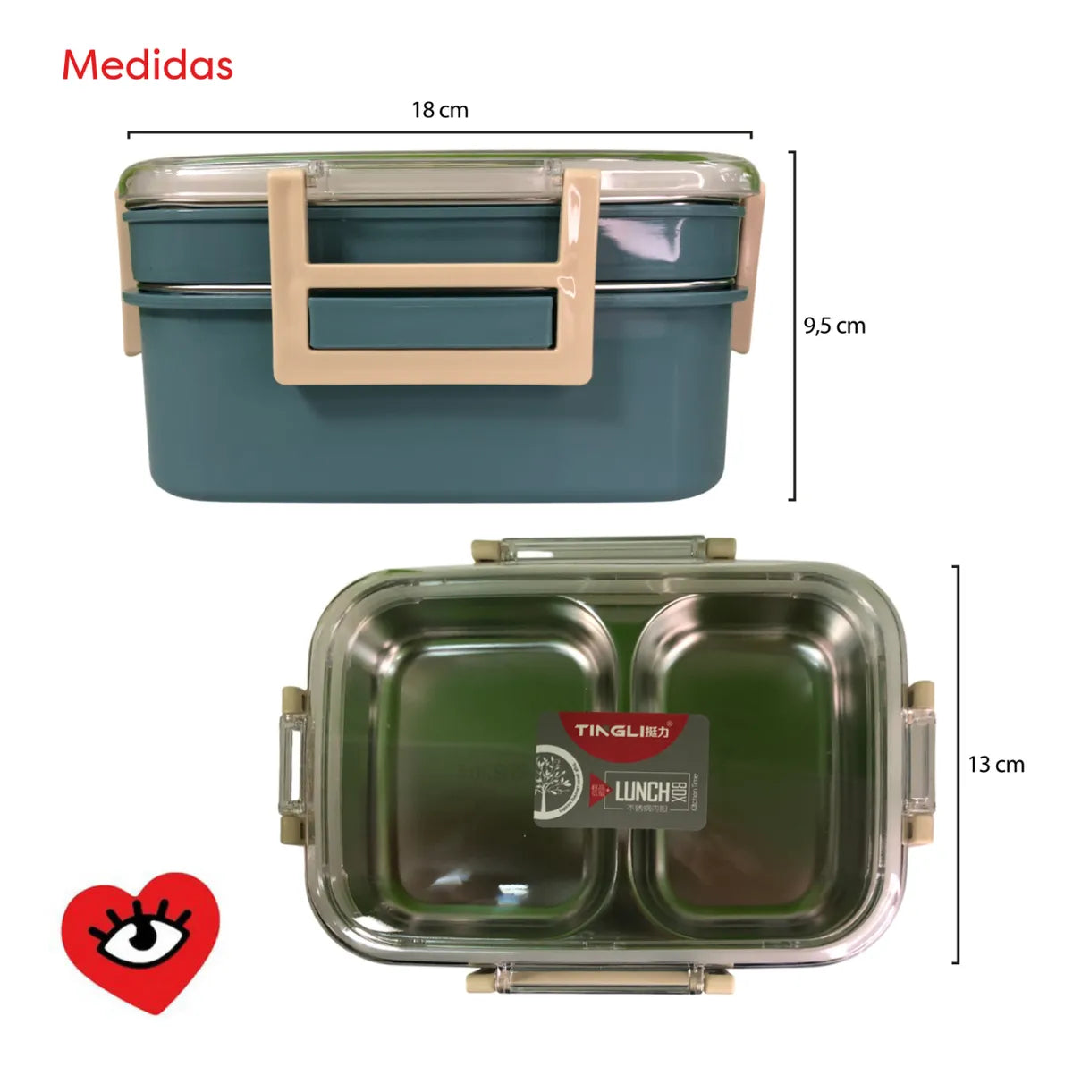 PACK LONCHERA TÉRMICA 2 NIVELES comida caliente 5H | Acero Inoxidable + Compartimientos XL
