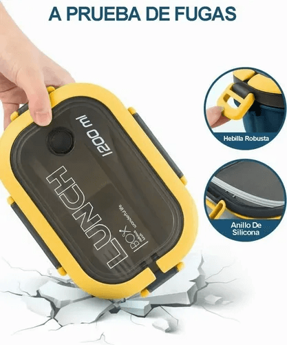 LUNCHBOX® XL 1200 ml - Lonchera 2 Capas a Prueba de Fugas + Cubiertos ¡Gratis!