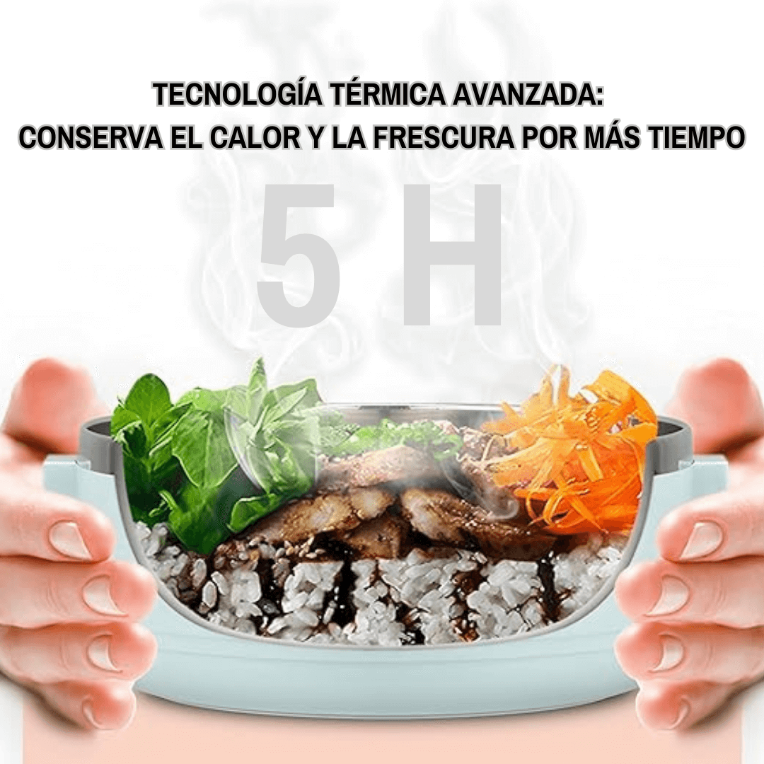 PACK LONCHERA TÉRMICA 2 NIVELES comida caliente 5H | Acero Inoxidable + Compartimientos XL