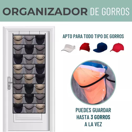 RACKPRO®: ORGANIZADOR DE GORRAS X24 + GANCHOS MULTIUSO ¡GRATIS!