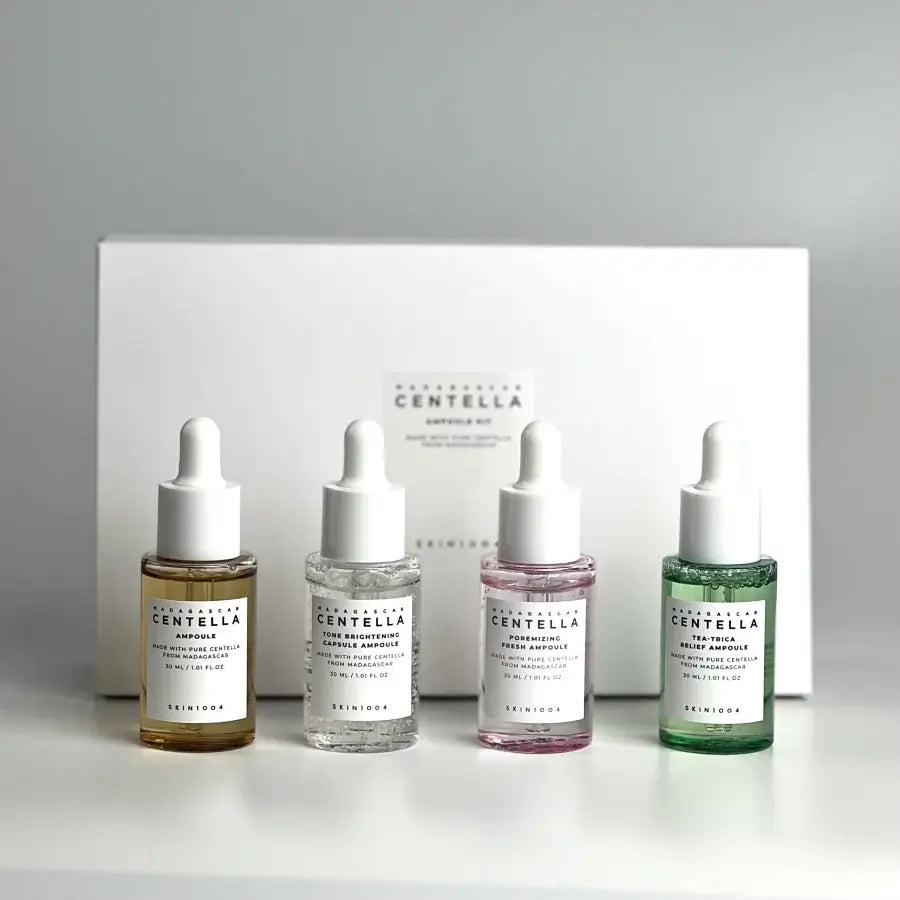 KIT PREMIUM CENTELLA 30ML X4: hidrata, unifica, reduce poros y controla el acné.
