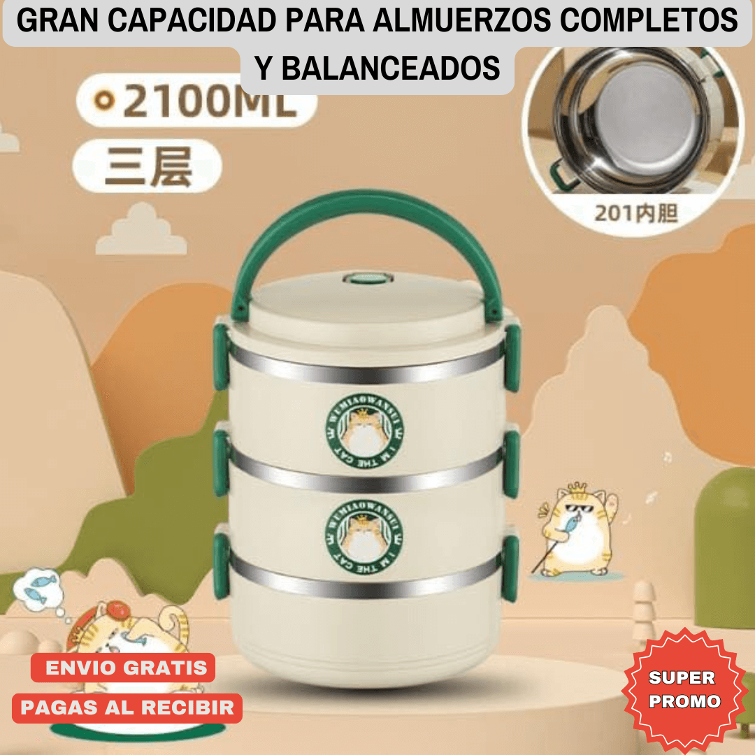 PACK APILABLE: 3 PORTA COMIDAS TÉRMICOS COMIDA CALIENTE & FRESCA + ENVÍO ¡GRATIS!