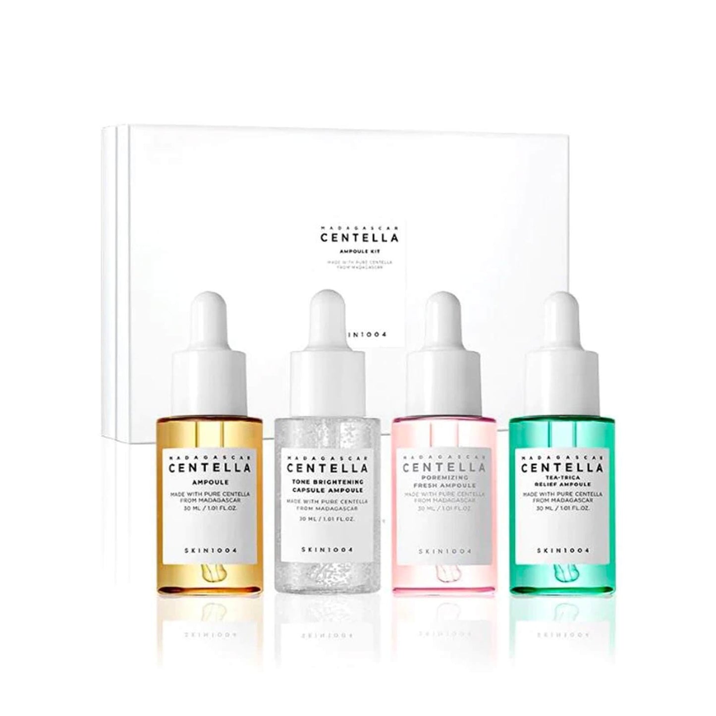 KIT PREMIUM CENTELLA 30ML X4: hidrata, unifica, reduce poros y controla el acné.