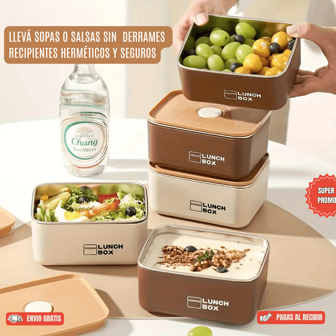 SUPER PACK x3 PORTACOMIDAS TERMICOS + MALETA ISOTÉRMICA Y ¡OBSEQUIO!