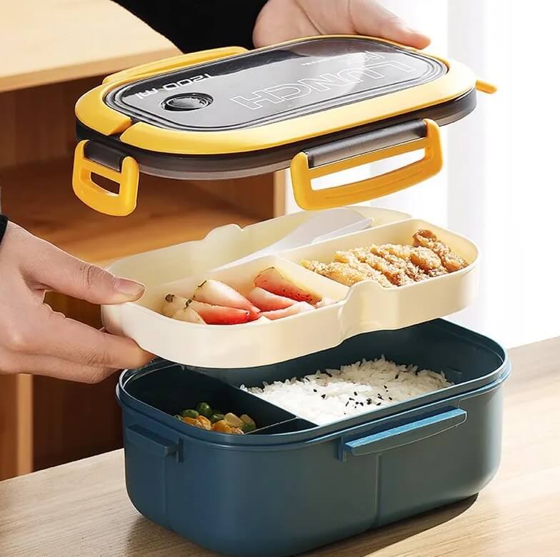 LUNCHBOX® XL 1200 ml - Lonchera  2 Capas a Prueba de Fugas + Cubiertos ¡Gratis!
