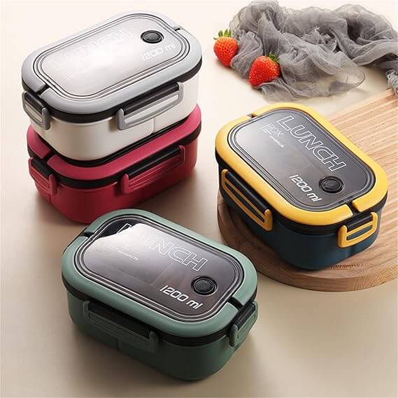 LUNCHBOX® XL 1200 ml - Lonchera  2 Capas a Prueba de Fugas + Cubiertos ¡Gratis!