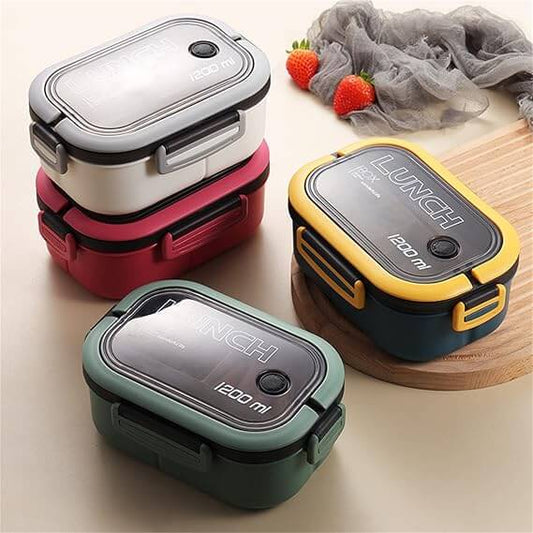 LUNCHBOX® XL 1200 ml - Lonchera  2 Capas a Prueba de Fugas + Cubiertos ¡Gratis!