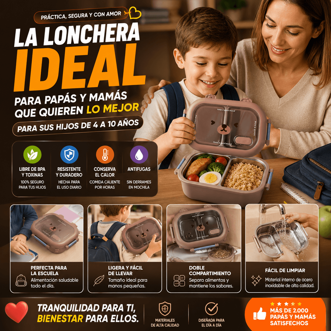 BearLunch™: PORTACOMIDA TERMICO - CALIENTE Y FRESCA EN CUALQUIER LUGAR
