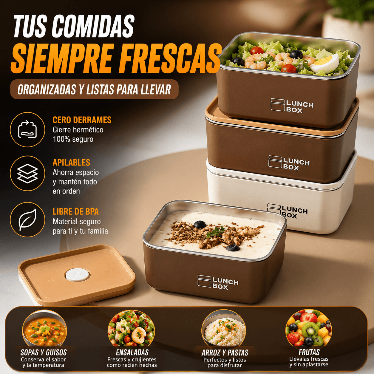 SUPER COMBO x3 PORTACOMIDAS TERMICOS + MALETA ISOTÉRMICA Y ¡OBSEQUIO!