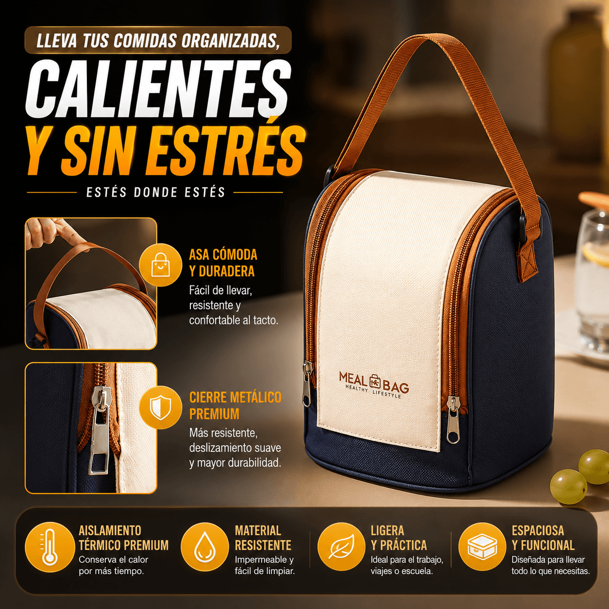 SUPER COMBO x3 PORTACOMIDAS TERMICOS + MALETA ISOTÉRMICA Y ¡OBSEQUIO!