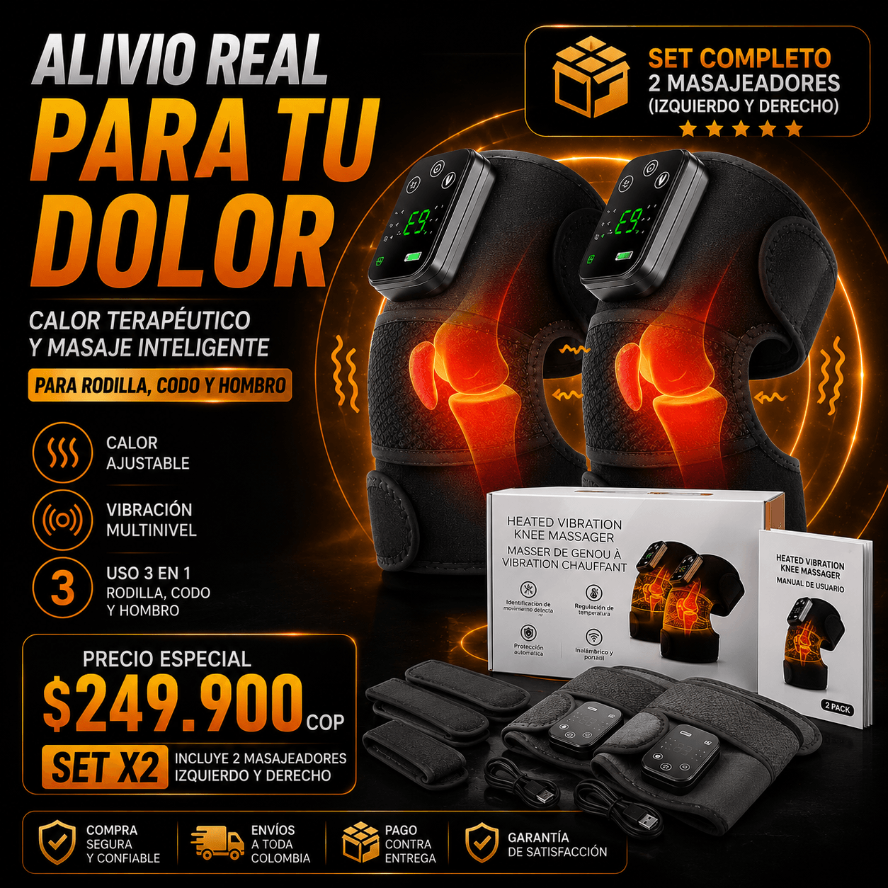 ARTIRELAX PRO™: SET X2 MASAJEADORES CON CALOR Y MASAJE INTELIGENTE 3 EN 1