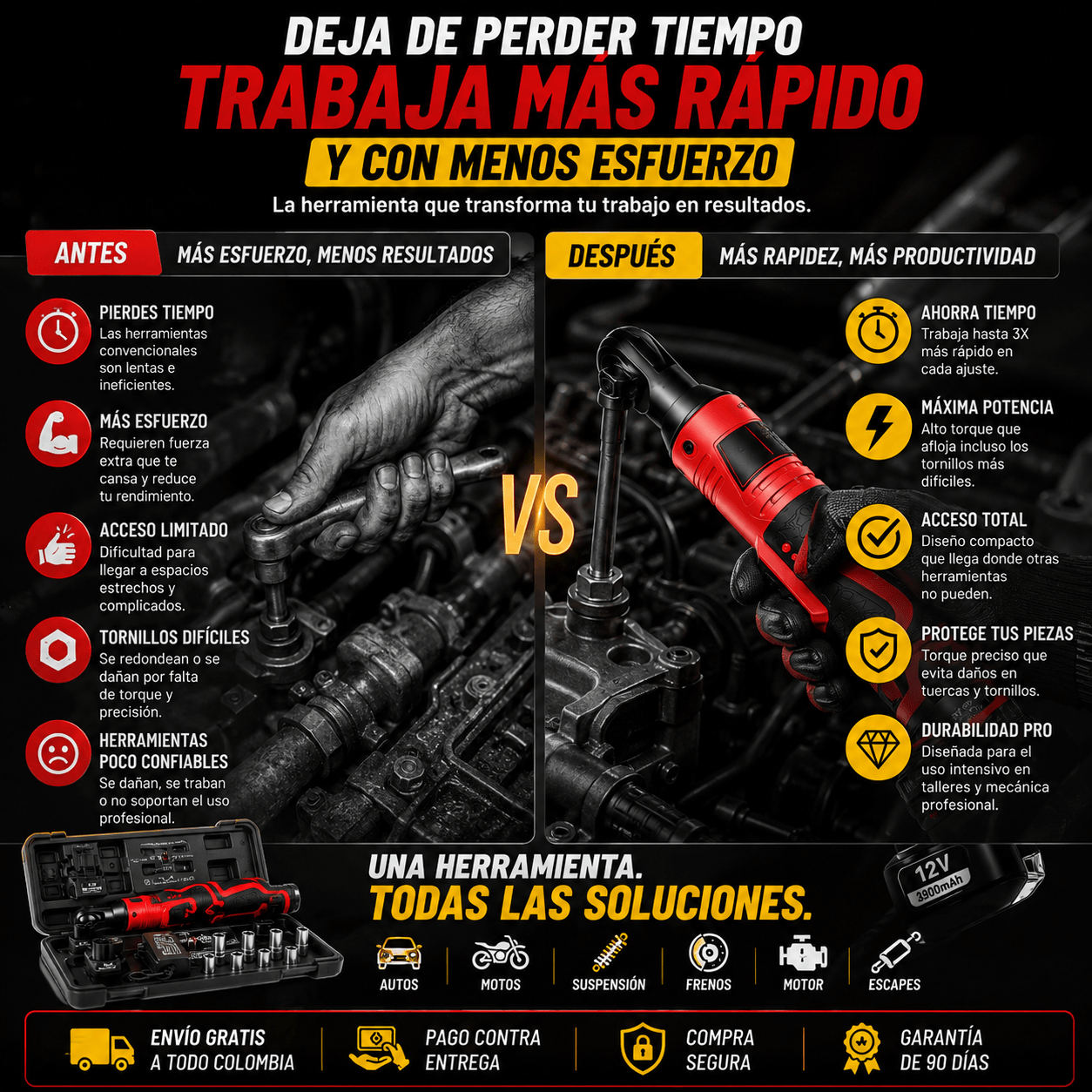 LLAVE TRINQUETE ELÉCTRICA + ALTA POTENCIA, RAPIDEZ Y COMODIDAD