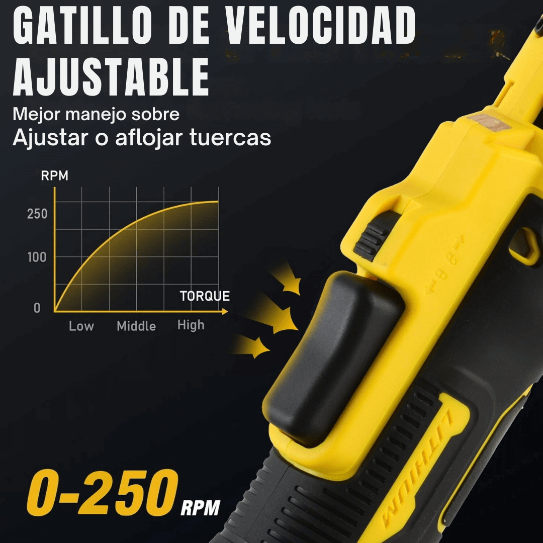 LLAVE TRINQUETE INALAMBRICA 21V + ALTA POTENCIA INDUSTRIAL 220n.M DE FUERZA