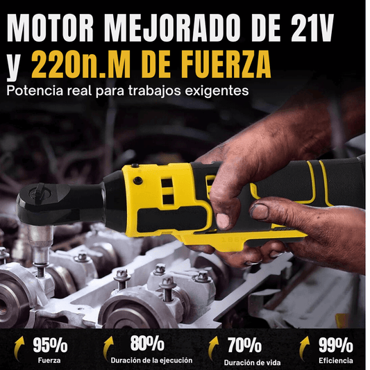 LLAVE TRINQUETE INALAMBRICA 21V + ALTA POTENCIA INDUSTRIAL 220n.M DE FUERZA