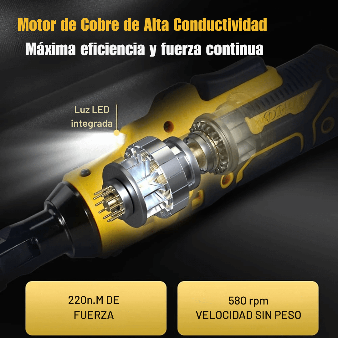 LLAVE TRINQUETE INALAMBRICA 21V + ALTA POTENCIA INDUSTRIAL 220n.M DE FUERZA