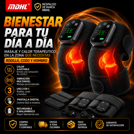 ARTIRELAX PRO™: MASAJEADOR DE RODILLA, HOMBRO  CON CALOR Y MASAJE INTELIGENTE 3 EN 1