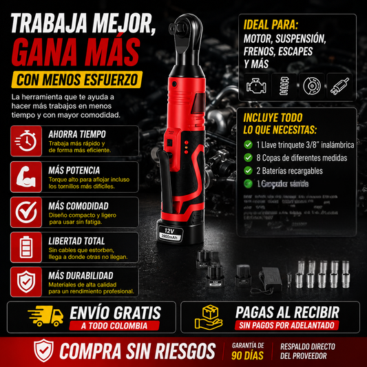 LLAVE TRINQUETE ELÉCTRICA + ALTA POTENCIA, RAPIDEZ Y COMODIDAD