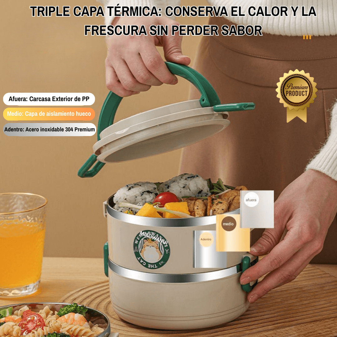 PACK APILABLE: 3 PORTA COMIDAS TÉRMICOS COMIDA CALIENTE & FRESCA + ENVÍO ¡GRATIS!