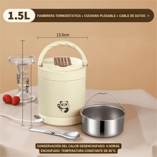 HEATBOX 1.5L PRO®: LONCHERA ELÉCTRICA USB-C + CUCHARA PLEGABLE Y ENVIO ¡GRATIS!